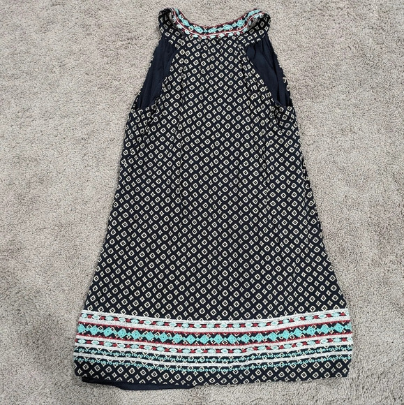 THML Navy Blue Sleeveless Pattern Dress embroidered details Size Medium - Picture 8 of 8